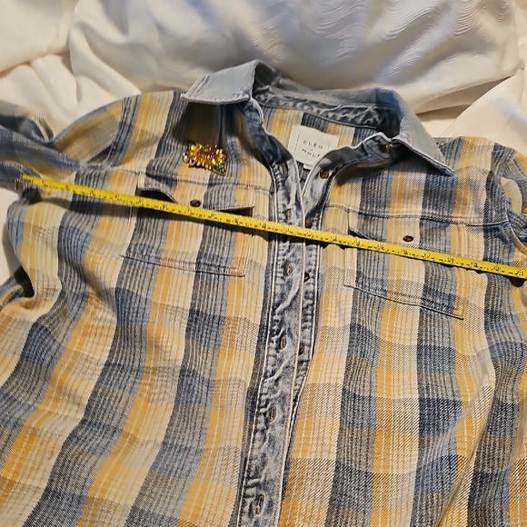 Cleo + Wolf Women's Blue and Yellow Plaid Button-Down Jacaket XL - Picture 13 of 15